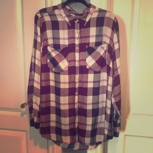 Checkered Button down burgundy